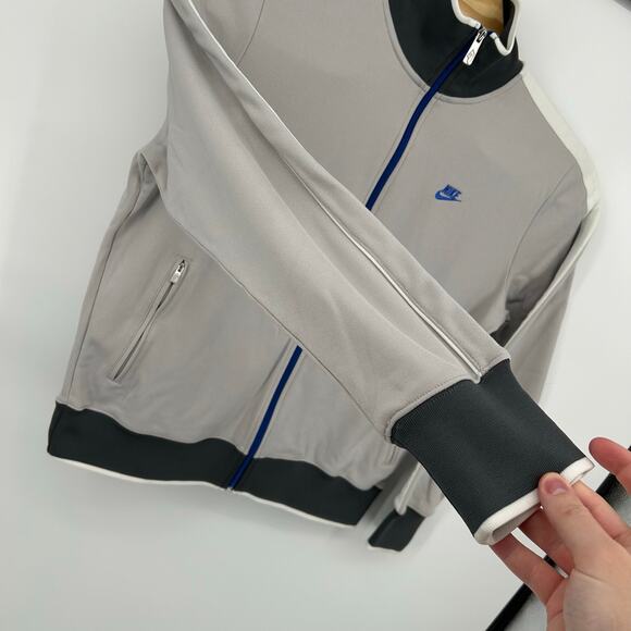 VTG y2k Men's Grey Nike Sportswear White Piping Full Zip Track Jacket Size Large - Picture 4 of 8